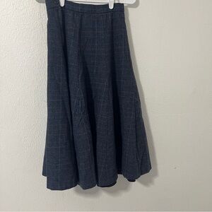 Vintage JH Collectibles Women Size 8 Wool Lined Navy Pleated Plaid A-Line Skirt